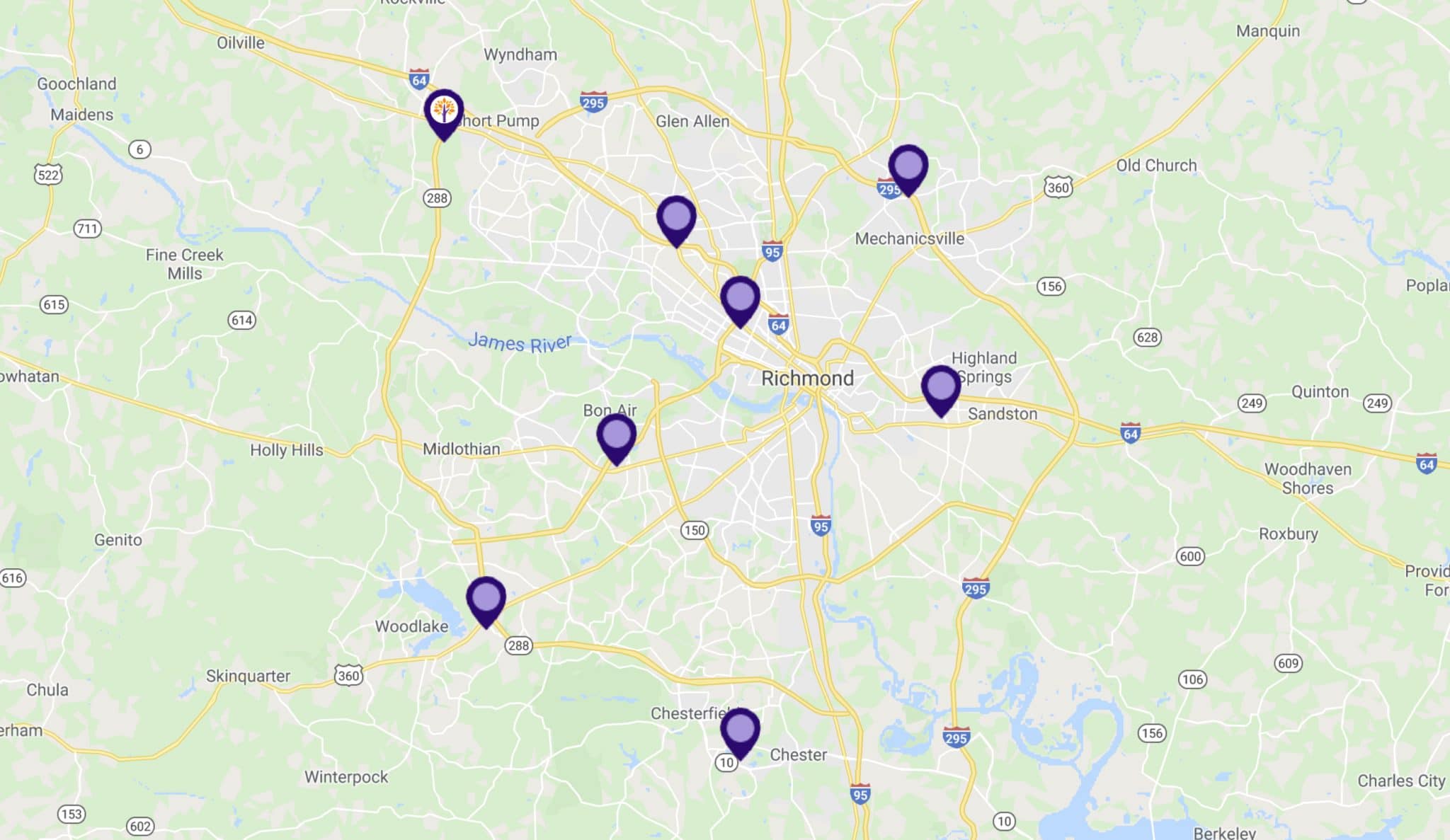 Sheltering Arms clinic locations map